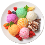 plate with ice-cream balls